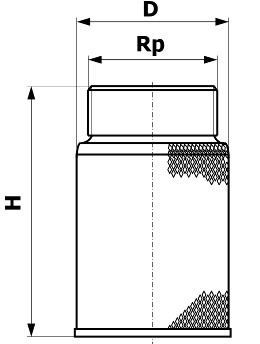 Crépine Inox type 101X Encombrement